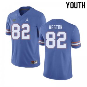 Youth Florida Gators #82 Ja'Markis Weston NCAA Jordan Brand Blue Authentic Stitched College Football Jersey JNW0362XA